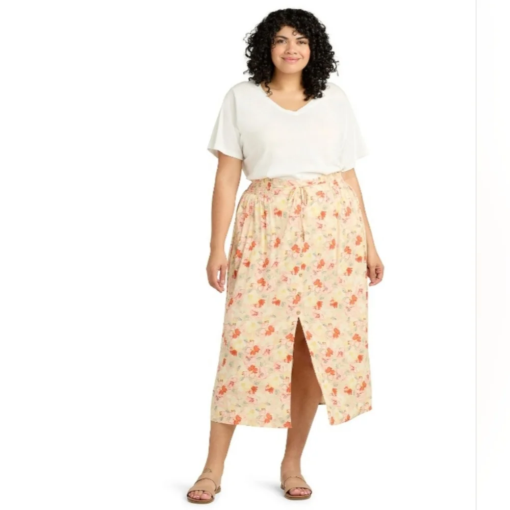AB Studio Floral Boho Midi Skirt | 0X And 2X - Picture 1 of 5